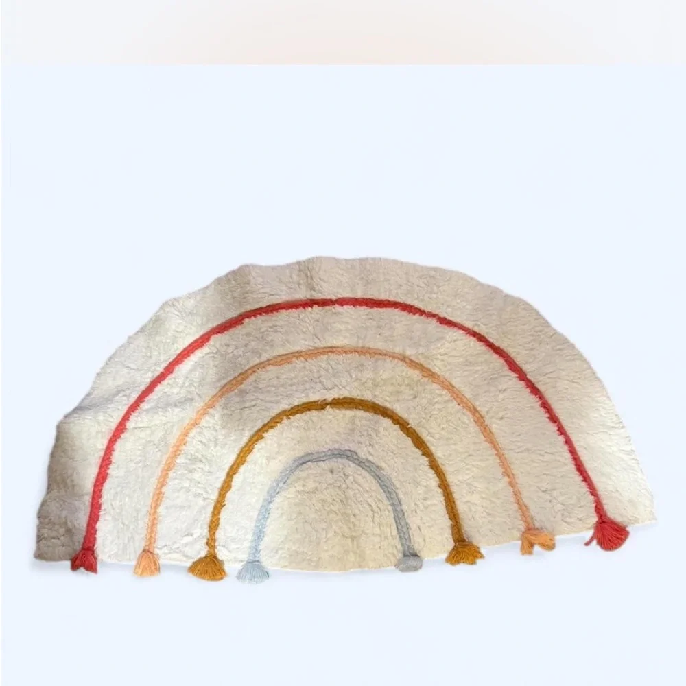 Colorful Rainbow Rug with Tassels